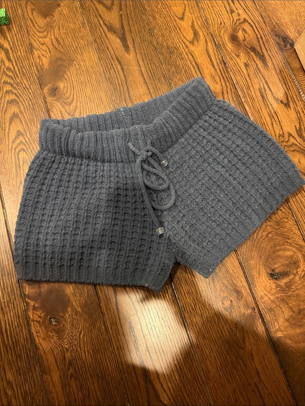 POL Waffle Knit Drawstring Women's Shorts - Charcoal Gray